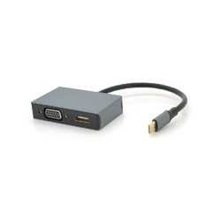 Хаб Type-C(тато) пластиковий, HDMI(мама)+VGA(мама), 23cm, Silver