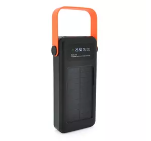 Power bank YM-635 30000mAh Solar, flashlight, Input:5V/2.1A(Micro-USB, Type-C, Lightning), Output:5V/2.1A(4xUSB), plastic, Black, BOX