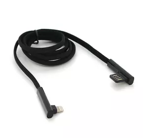 Кабель PZX V-113, Quick Charge Lighting Cable, 4.0A, Black, длина 1м, угловой, BOX