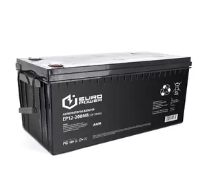 Аккумуляторная батарея EUROPOWER AGM EP12-200M8 12 V 200Ah ( 522 x 240 x  219) Black Q1