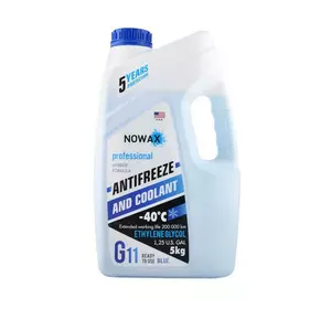 Антифриз NOWAX G11 -40°C синий готовая жидкость 5 кг (NX05002)
