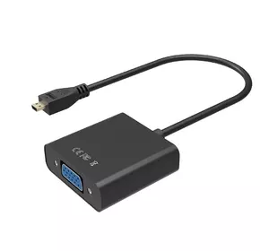 Конвертер micro HDMI (тато) на VGA (мама) 30cm, Black, 4K / 2K, Пакет