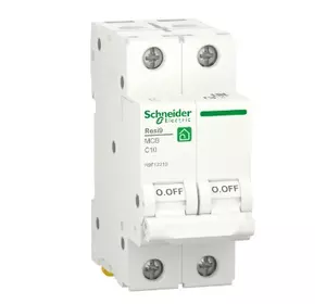 Автоматичний вимикач Schneider RESI9 10А, 2P, крива C, 6кА