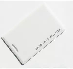 Безконтактна картка ID Em-Marine 125 КГц (TK4100), товщина 1,6 мм. (ДЛЯ ПЕРЕЗАПИСУ) колір білий. З прорізом