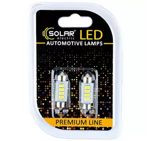 Светодиодные LED автолампы SOLAR Premium Line 12V SV8.5 T11x36 4SMD 5730 white блистер 2шт (SL1352)