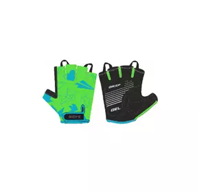 Перчатки детские GREY'S с коротким пальцем, гелевые вставки, цвет Зеленый/Черный, разм 17 (100шт/уп)
