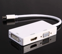 Конвертер mini Display Port (тато) на HDMI / VGA / DVI (мама) 30cm, White, 4K / 2K, Пакет