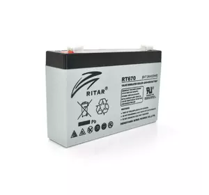 Акумуляторна батарея AGM RITAR RT670, Black Case, 6V 7.0Ah (151х34х94 (100)) Q20