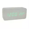 Електронний годинник VST-862 Wooden (White), з датчиком температури, будильник, живлення від кабелю USB, Green Light