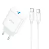 Набір СЗУ 110-240V HOCO C104A + кабель Type-C, 1xUSB-C, PD20W, 1м кабель, White, Box Набір СЗУ 110-240V HOCO C104A + кабель Type-C, 1xUSB-C, PD20W, 1м кабель, White, Box