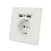 Розетка врізна, Input: AC 100-250V 16A, 2-USB- виходу, White Розетка врізна, Input: AC 100-250V 16A, 2-USB- виходу, White