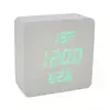 Електронний годинник VST-872S Wooden (White), з датчиком температури та вологості, будильник, живлення від кабелю USB, Green Light