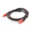 Кабель Merlion HDMI-HDMI 5.0m, v1.4, OD-7.4mm, 2 фільтра, обплетення, круглий Black / RED, коннектор RED / Black, (Пакет) Q80 Кабель Merlion HDMI-HDMI 5.0m, v1.4, OD-7.4mm, 2 фільтра, обплетення, круглий Black / RED, коннектор RED / Black, (Пакет) Q80