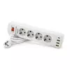 Мережевий фільтр F24U, 4 розетки EU+3 USB+PD, кнопка включення з індикатором, 2 м, 3х0,75мм, 2500W, White, Box Мережевий фільтр F24U, 4 розетки EU+3 USB+PD, кнопка включення з індикатором, 2 м, 3х0,75мм, 2500W, White, Box