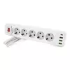 Мережевий фільтр F25U, 5 розеток EU+3 USB+PD, кнопка включення з індикатором, 2 м, 3х0,75мм, 2500W, White, Box Мережевий фільтр F25U, 5 розеток EU+3 USB+PD, кнопка включення з індикатором, 2 м, 3х0,75мм, 2500W, White, Box