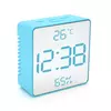 Електронний годинник VST-887Y Дзеркальний дисплей, з датчиком температури та вологості, будильник, живлення від кабелю USB, Blue