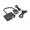 Конвертер VEGGIEG V2-H VGA (тато) на VGA (мама) + HDMI (мама), 25cm, Black, Пакет Конвертер VEGGIEG V2-H VGA (тато) на VGA (мама) + HDMI (мама), 25cm, Black, Пакет
