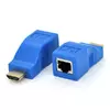 Одноканальний пасивний подовжувач HDMI сигналу по UTP кабелю по одній витій парі. Дальність передачі: до 30метров, 720P-cat5e, 1080Р- cat6e