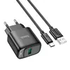 Набір СЗУ 110-240V HOCO C140A+ кабель Type-C, 1xUSB, 18W, кабель 1м, Black, Blister Набір СЗУ 110-240V HOCO C140A+ кабель Type-C, 1xUSB, 18W, кабель 1м, Black, Blister