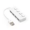 Хаб USB 2.0 4 порти, White, 480Mbts живлення від USB, з кнопкою LED/Blue на кожен порт, Blister Q100 Хаб USB 2.0 4 порти, White, 480Mbts живлення від USB, з кнопкою LED/Blue на кожен порт, Blister Q100