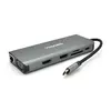 Хаб-конвертор VEGGIEG TC12 Type-C (тато) на Type-C (мама) + USB3.0*4(мама) + HDMI*2(мама) + VGA(мама) + SD/TF + RJ45, 10 см, Silver, Box Хаб-конвертор VEGGIEG TC12 Type-C (тато) на Type-C (мама) + USB3.0*4(мама) + HDMI*2(мама) + VGA(мама) + SD/TF + RJ45, 10 см, Silver, Box