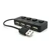 Хаб USB 2.0 4 порти, Black, 480Mbts живлення від USB, з кнопкою LED/Blue на кожен порт, Blister Q100
