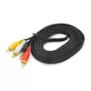 Кабель DC3.5 (тато) => 3хRCA (тато), GOLD Jack3.5мм, довжина Jack 17мм, CU, круглий, Black, 3 м, (Пакет) Q300 Кабель DC3.5 (тато) => 3хRCA (тато), GOLD Jack3.5мм, довжина Jack 17мм, CU, круглий, Black, 3 м, (Пакет) Q300
