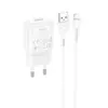 Набір СЗУ 110-240V HOCO C96A+ кабель Lighting, 1xUSB, 2.1A, кабель 1м, White, Blister Набір СЗУ 110-240V HOCO C96A+ кабель Lighting, 1xUSB, 2.1A, кабель 1м, White, Blister