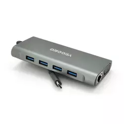 Хаб-конвертор VEGGIEG TC11-S Type-C (тато) на Type-C(мама) + USB3.0*3(мама) + HDMI(мама) + jack3.5(мама) + SD/TF + RJ45, 10 см, Silver, Box Хаб-конвертор VEGGIEG TC11-S Type-C (тато) на Type-C(мама) + USB3.0*3(мама) + HDMI(мама) + jack3.5(мама) + SD/TF + RJ45, 10 см, Silver, Box