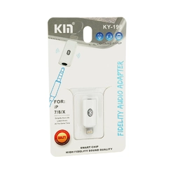 Перехідник KIN KY-196 Lighting(M) => Jack 3.5mm(F)+Bluetooth, White, Box