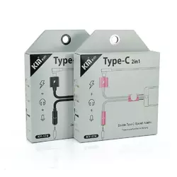 Перехідник 2 в 1 KY-174 Type-C(M) =>Type-C(F) + Jack 3.5mm(F), 5см, Black, Box Перехідник 2 в 1 KY-174 Type-C(M) =>Type-C(F) + Jack 3.5mm(F), 5см, Black, Box