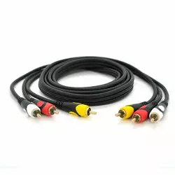 Кабель Audio-Video 3хRCA (тато) => 3хRCA (тато), GOLD connector, CU, круглий, чорний, 5,0 м, (Пакет) Преміум Кабель Audio-Video 3хRCA (тато) => 3хRCA (тато), GOLD connector, CU, круглий, чорний, 5,0 м, (Пакет) Преміум