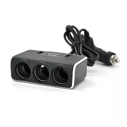 АЗП розгалужувач + вольтметр Olesson 1639, 12V-3 * 12V + 2 * USB, Black, Blister АЗП розгалужувач + вольтметр Olesson 1639, 12V-3 * 12V + 2 * USB, Black, Blister