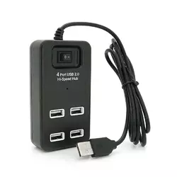 Хаб USB 2.0 4 порти, Black, 480Mbts живлення від USB, з вимикачем, Blister Q100 Хаб USB 2.0 4 порти, Black, 480Mbts живлення від USB, з вимикачем, Blister Q100