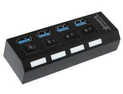 Хаб USB 3.0, 4 порту, з перемикачами, підтримка до 1TB, Пакет