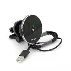 Автотримач Yesido C131+ Wireless Charging 15W, кріплення на решітку, магніт, Black, Box Автотримач Yesido C131+ Wireless Charging 15W, кріплення на решітку, магніт, Black, Box