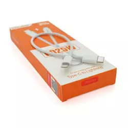 Кабель iKAKU KSC-653 FEIYUE PD100W fast charging short cable (Type-C to Lightning), White, довжина 0.25м, BOX Кабель iKAKU KSC-653 FEIYUE PD100W fast charging short cable (Type-C to Lightning), White, довжина 0.25м, BOX