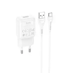 Набір СЗУ 110-240V HOCO C96A+ кабель Type-C, 1xUSB, 2.1A, кабель 1м, White, Blister Набір СЗУ 110-240V HOCO C96A+ кабель Type-C, 1xUSB, 2.1A, кабель 1м, White, Blister