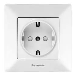Розетка Panasonic Arkedia Slim із заземленням зі захисними шторками, біла Розетка Panasonic Arkedia Slim із заземленням зі захисними шторками, біла
