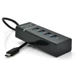 Хаб Type-C, 4 порти USB 3.0, 20 см, Black, Blister Хаб Type-C, 4 порти USB 3.0, 20 см, Black, Blister