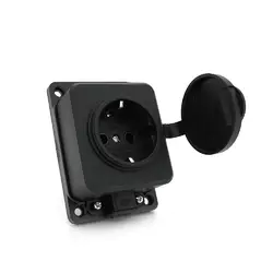 Колодка PiPo PP/SP-1/44/16B, 16А, 220-240В, IP44, з заглушкою, із заземленням 1 гніздо, каучук, чорний, Q30 Колодка PiPo PP/SP-1/44/16B, 16А, 220-240В, IP44, з заглушкою, із заземленням 1 гніздо, каучук, чорний, Q30