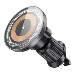 Автотримач BOROFONE BH211+ Wireless Charging 15W, кріплення на решітку, магніт, Black, Box Автотримач BOROFONE BH211+ Wireless Charging 15W, кріплення на решітку, магніт, Black, Box