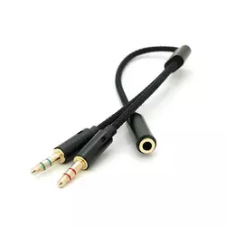 Розгалужувач аудіо для навушників і мікрофона, Jack 3.5 (мама) 4 pin =>2*Jack 3.5(тато) 3 pin, круглий в обплетенні, Box Розгалужувач аудіо для навушників і мікрофона, Jack 3.5 (мама) 4 pin =>2*Jack 3.5(тато) 3 pin, круглий в обплетенні, Box