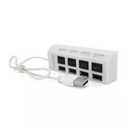Хаб USB 2.0 4 порти з перемикачами на кожен порт, White, 480Mbts High Speed, підтримка до 0,5ТВ, живлення від USB, Blister Q100 Хаб USB 2.0 4 порти з перемикачами на кожен порт, White, 480Mbts High Speed, підтримка до 0,5ТВ, живлення від USB, Blister Q100