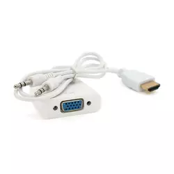 Конвертер HDMI (тато) на VGA(мама) 10cm, White, 4K/2K, Пакет + AUDIO Q250 Конвертер HDMI (тато) на VGA(мама) 10cm, White, 4K/2K, Пакет + AUDIO Q250