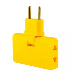 Трійник + перехідник 3 in 1, UK/US-EU, 220В, 10А, поворотний 180°, Yellow Трійник + перехідник 3 in 1, UK/US-EU, 220В, 10А, поворотний 180°, Yellow