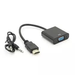 Конвертер HDMI (тато) на VGA (мама) 10cm, Black, 4K / 2K, Пакет + AUDIO Q300 Конвертер HDMI (тато) на VGA (мама) 10cm, Black, 4K / 2K, Пакет + AUDIO Q300