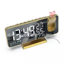 Електронний годинник EN-8827 дзеркальний LED-дисплей, з датчиком температури та вологості, будильник, FM-радіо, живлення від кабелю USB, Gold Електронний годинник EN-8827 дзеркальний LED-дисплей, з датчиком температури та вологості, будильник, FM-радіо, живлення від кабелю USB, Gold