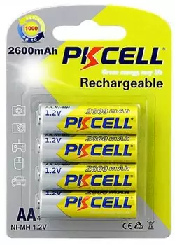 Акумулятор PKCELL 1.2V AA 2600mAh NiMH Rechargeable Battery, 4 штуки у блістері ціна за блістер, Q12