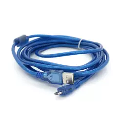Кабель USB 2.0 (AM/Miсro 5 pin) 3м, прозорий синій, Пакет Кабель USB 2.0 (AM/Miсro 5 pin) 3м, прозорий синій, Пакет